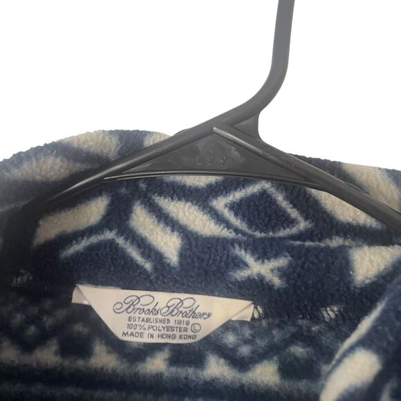 Brooks Brothers Men's Size Large Blue Fair Isle Half Zip Pullover Sweater - Picture 4 of 8